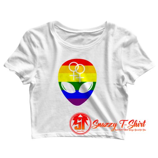 Gay Pride Flag Alien Crop Top Shirt