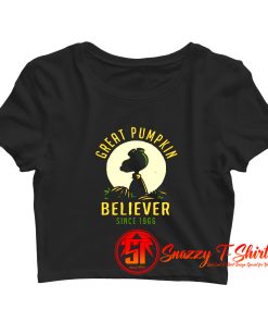 Great Pumpkin Brown Scene Peanuts Snoopy Crop Top Shirt