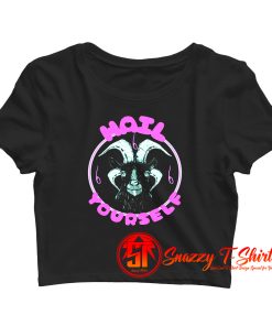 Hail Yourself Cute Pink and Blue Goat Baphomet Crop Top Shirt