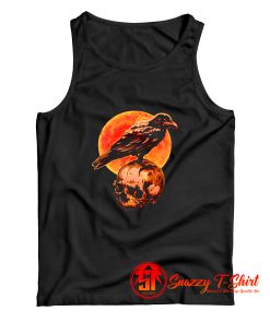 Halloween Cool Raven Crow Skull And Moon Tank Top
