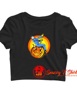 Halloween Michael On Pumpkin Crop Top Shirt