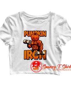 Halloween Workout Pumpkin Iron Bodybuilder Fitness Crop Top Shirt