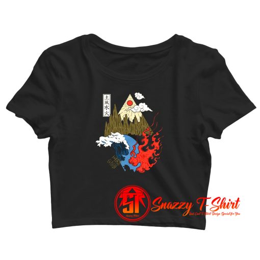Japanese Asian Four Elements Crop Top Shirt