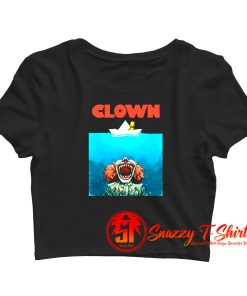 Jaws Poster Parody Stephen King Pennywise Clown Crop Top Shirt