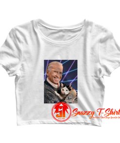 Joe Biden Holding Cat Funny Poster Crop Top Shirt