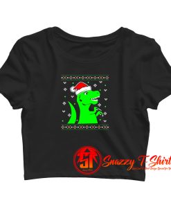 Jurassic Christmas Green Dino Crop Top Shirt