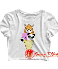 Kids Funny Ice Cream Shirt Flamingo Panda Llama icecream Crop Top Shirt