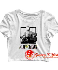 Kurt Cobain Black White Guitar Photo Crop Top Shirt