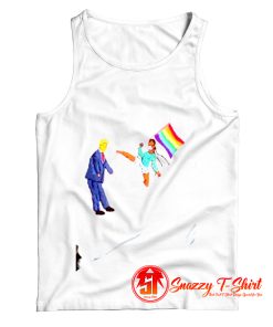 LGBT Black Girl Hold Pride Flag Kicking Trump Tank Top