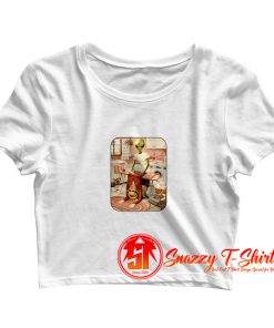 Laundry Day Funny Alien Ironing Crop Top Shirt