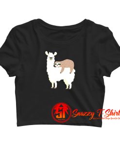 Llama And Sloth Hugging Cuddly Besties Crop Top Shirt