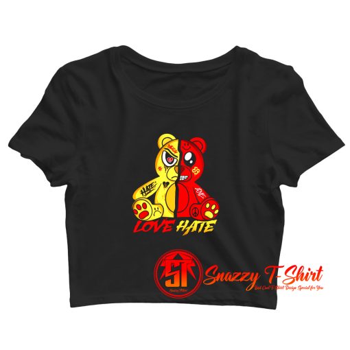 Love and Hate Bear Crop Top Shirt