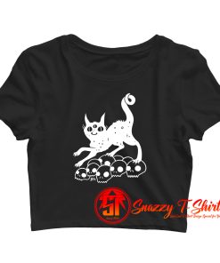 Magic Cat On Skulls Crop Top Shirt