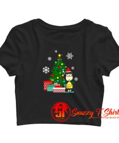 Marcie Peanuts Around The Christmas Tree Crop Top Shirt