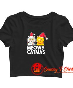 Meowy Catmas Funny Christmas Cat Crop Top Shirt