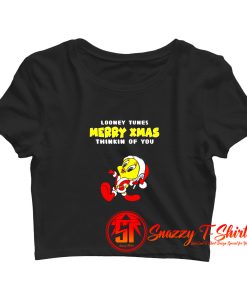 Merry Christmas With Funny Looney Tunes Crop Top Shirt