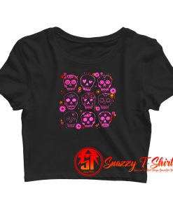 Mexican Pink Sugar Skulls Crop Top Shirt