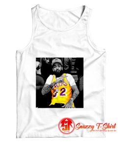 Nipsey Hussle Wearing Magic Johnson LA Lakers Jersey Tank Top