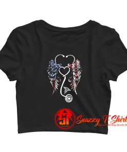 Nurse Wings American Flag Crop Top Shirt