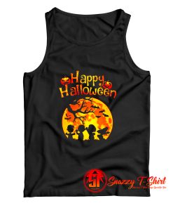 Peanut Snoopy And Charlie Brown Happy Halloween Pumpkin Moon Tank Top