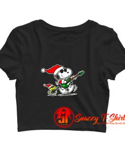 Peanuts Christmas Snoopy And Woodstock Crop Top Shirt