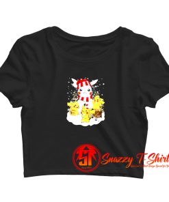 Pikachu Snowman Christmas Holiday Crop Top Shirt