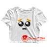 Pleading Face Emoji Crop Top Shirt