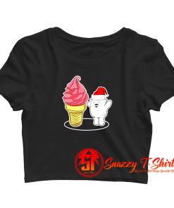 Polar Bear With Hat And Soft Ice Cream Crop Top Shirt