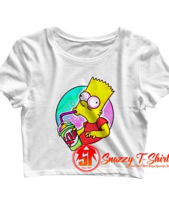 Psychedelic Bart Simpson Trippy Cartoon Funny Vector Art Crop Top Shirt
