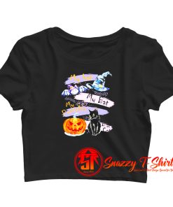Pumpkin Black Cat Halloween Crop Top Shirt