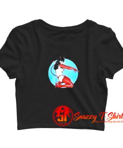 Rare Bettie Page Topless Devil Pinup Crop Top Shirt