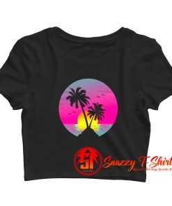 Retro 80s Aesthetic Sunset In A Circle Crop Top Shirt