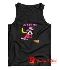 Ride With Pride LGBT Witch Funny Lesbian Tank Top
