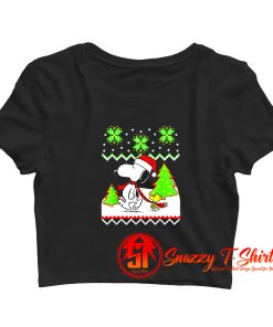 Santa Peanuts Snoopy And Woodstock Crop Top Shirt