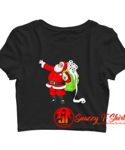 Santa with Face Mask and Toilet Paper Funny Christmas Crop Top Shirt