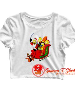 Simpsons Christmas Family On A Sleigh Crop Top Shirt