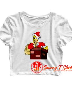 Simpsons Christmas Homer Santa Climbs Into The Chimney Crop Top Shirt