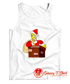 Simpsons Christmas Homer Santa Climbs Into The Chimney Tank Top