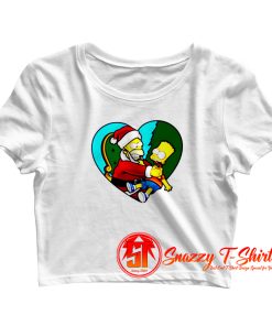 Simpsons Christmas Homer Santa and Bart Crop Top Shirt