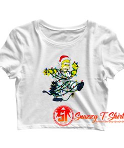 Simpsons Christmas Homer Simpson Tangled In A Garland Crop Top Shirt