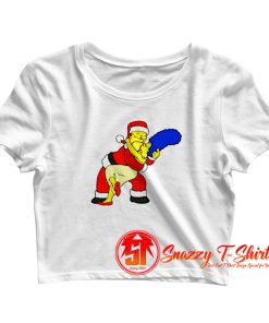 Simpsons Christmas Homer and Marge Dancing Crop Top Shirt