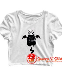 Skeleton Bat Cat Halloween Crop Top Shirt