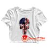 Skull American Flag Crop Top Shirt