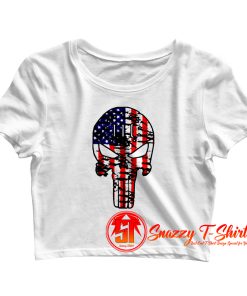 Skull American Flag Crop Top Shirt