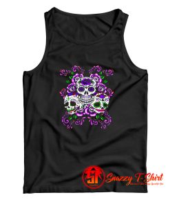 Skull Purple Floral Tank Top