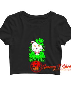 Slainte Irish Cat Cheers Good Health St Paddys Day Crop Top Shirt