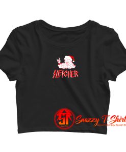 Sleigher Santa Heavy Metal Christmas Crop Top Shirt