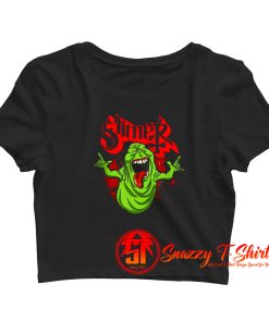 Slimer Ghostbusters Heavy Metal Parody Crop Top Shirt