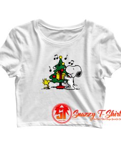 Snoopy And Woodstock Christmas Tree The Peanuts Movie Crop Top Shirt