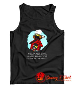 Snoopy Heres The World Famous Starship Captain Pushing His Vessel Tank Top